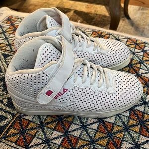 Fila white diamond with pink glitter sneakers
